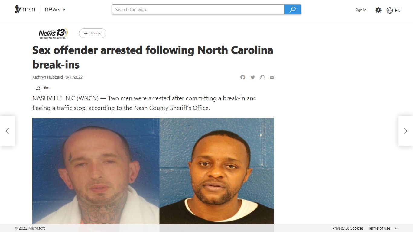 Sex offender arrested following North Carolina break-ins